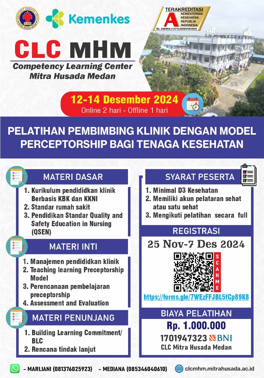 Pelatihan Pembimbing Klinik denga Model Preceptorship Bagi Tenaga Kesehatan (12-14 Desember)